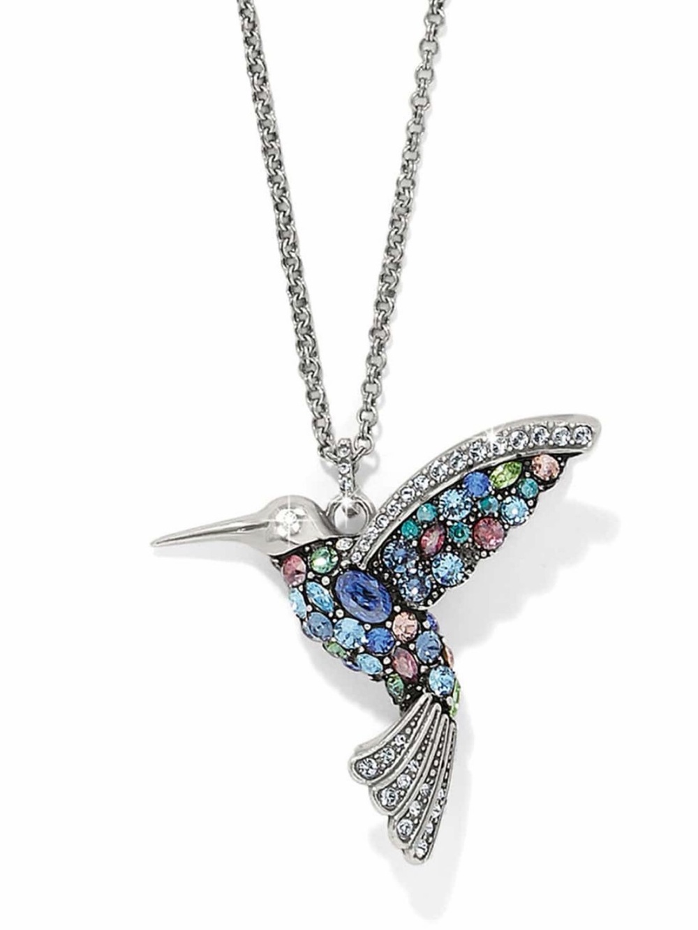 🆕💎BRIGHTON Trust Your Journey SLVR SWAROVSKI CRYSTAL Hummingbird Necklace!